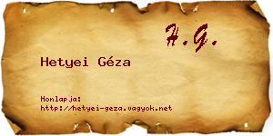 Hetyei Géza névjegykártya